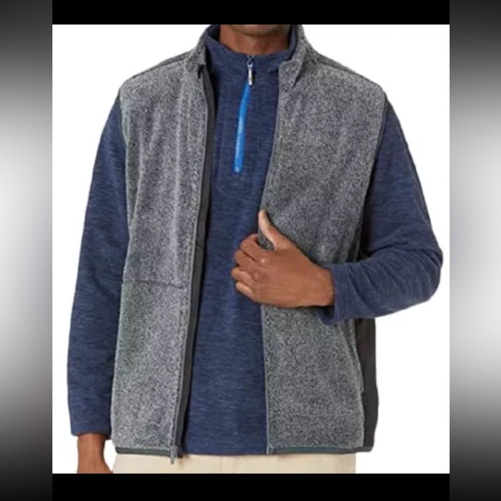Tommy Bahama Vest Cascade, Cozy Fluffy, Full Zipper ST226116 Coal, Men’s Large